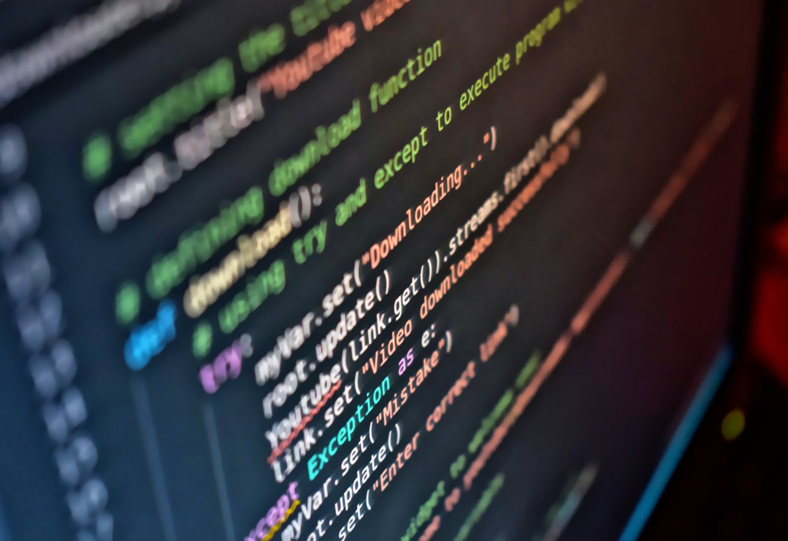 Close view of code on a screen